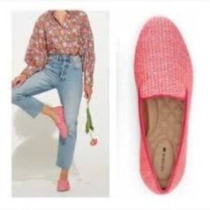 Birdies The Starling in Lipstick Pink Raffia Slip On Loafers Flats Size 7.5